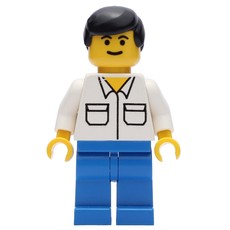 Man, White Shirt with Pockets, Blue Legs, Black Hair (fig-008675)