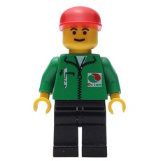 Man, Green Jacket with Zipper and Octan Logo, Red Cap (fig-008679)