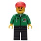 Man, Green Jacket with Zipper and Octan Logo, Red Cap