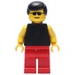 Man, Black Tank Top with Yellow Arms, Red Legs, Black Hair, Sunglasses