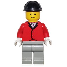 Man, Red Riding Jacket, Light Gray Legs, Black Hard Hat (3626b Head) (fig-008685)
