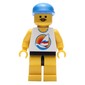 Man, White Tank Top with Windsurfer, Yellow Legs, Blue Cap, Moustache