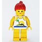 Woman, White Swimsuit with Desert Island and Dolphin, Red Hair