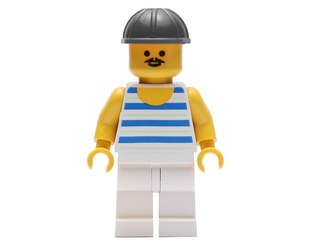 LEGO Set fig-008705 Man, Blue and White Striped Tank Top, Black Hard ...