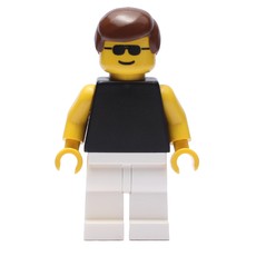 Man, Black Torso with Yellow Arms, White Legs, Brown Hair, Sunglasses (fig-008707)