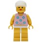 Woman, Tied Pink Tank Top with Flowers, Yellow Legs, White Cap