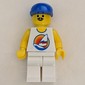 Man, White Tank Top with Windsurfer, White Legs, Blue Cap, Moustache
