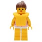 Woman, Pink Top with Spots, Yellow Legs, Brown Hair, Yellow Life Vest