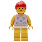 Woman, Tied Pink Tank Top with Flowers, Yellow Legs, Red Hair