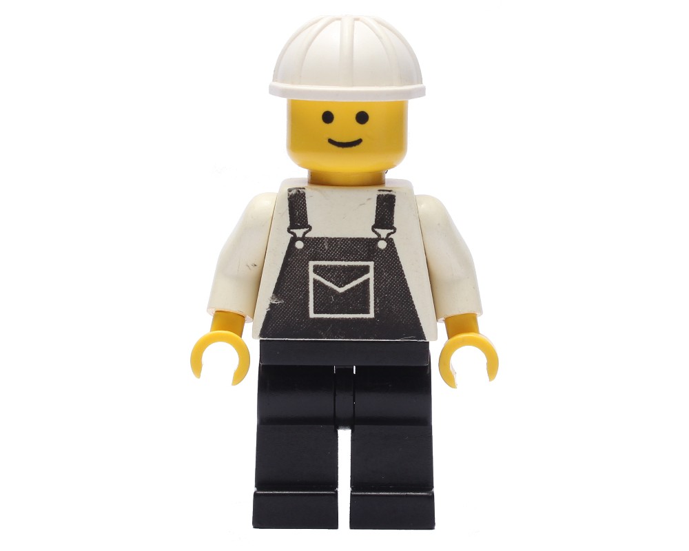 LEGO Set fig-008728 Man, Black Overalls, White Hard Hat 