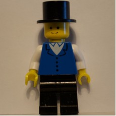 Man, Blue Vest over White Shirt, Top Hat (fig-008734)