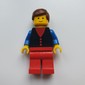 Man, Black Vest over Red Shirt, Red Legs, Brown Hair