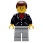 Man, Black Jacket over Red Shirt, Light Gray Legs, Brown Hair (3626a Head)