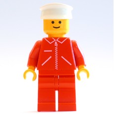 Man, Red Jacket with Zipper, Red Legs, White Hat (fig-008739)