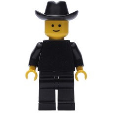 Man, Plain Black, Black Cowboy Hat (fig-008741)