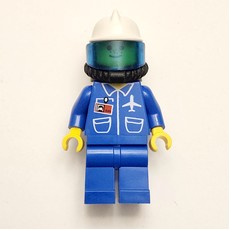 Ground Crew, Blue Jumpsuit with Plane and ID Badge, White Helmet, Breathing Apparatus with Visor, Airtanks (fig-008746)