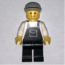 Man, Black Overalls, Light Gray Cap (fig-008749)