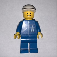 Man, Blue Jacket with Highway Logo, Blue Legs, White Cap (fig-008750)