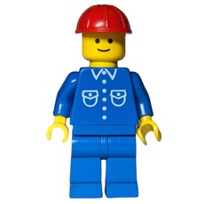 Man, Blue Shirt, Blue Legs, Red Hard Hat (3626b Head) (fig-008760)