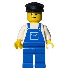 Man, Blue Overalls, Black Hat (fig-008764)