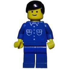 Man, Blue Shirt with Buttons and Pockets, Blue Legs, Black Hair (fig-008765)