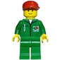 Man, Green Jumpsuit with Octan Logo, Red Cap