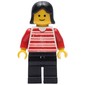 Woman, Red and White Striped Shirt, Black Legs, Black Hair