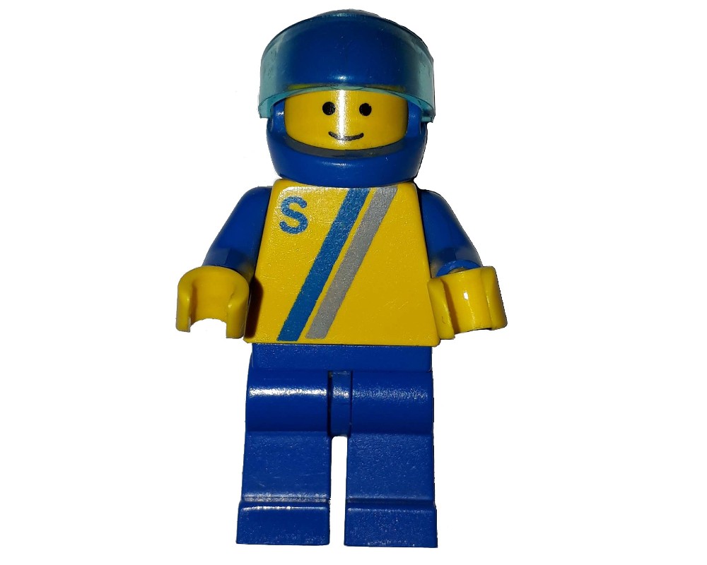 LEGO Set fig-008818 Racer, Yellow Shirt with Two Stripes and 'S', Blue ...