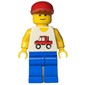 Man, White Vest with Truck, Blue Legs, Red Cap (3626b Head)