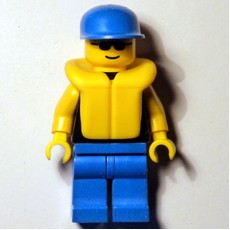 Man, Black Torso, Blue Legs, Blue Cap, Yellow Life Vest (fig-008826)