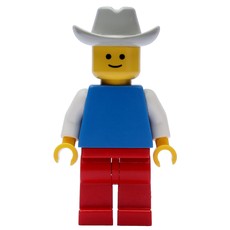 Man, Blue Torso, Red Legs, Light Gray Cowboy Hat (fig-008837)