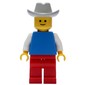 Man, Blue Torso, Red Legs, Light Gray Cowboy Hat