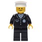 Policeman, Black Suit with Pocket and Badge, White Hat (3626b Head)