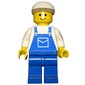 Man, Blue Overalls, White Cap