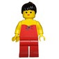 Woman, Red Halter Top, Red Legs, Black Ponytail Hair