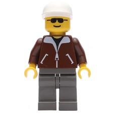 Man, Brown Jacket, Dark Gray Legs, White Cap (fig-008850)