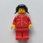 Woman, Red Jacket with Zipper and Pockets, Red Legs, Black Hair