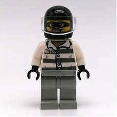 Criminal, Prison Shirt with #86753, Light Bluish Gray Legs, Black Helmet with Visor, Eyemask (fig-008862)