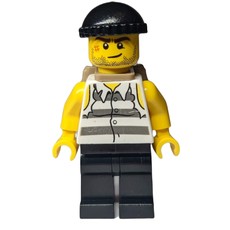 Criminal, Torn Prison Shirt, Black Legs, Black Hat, Dark Tan Backpack, Stubble and Scar (fig-008863)