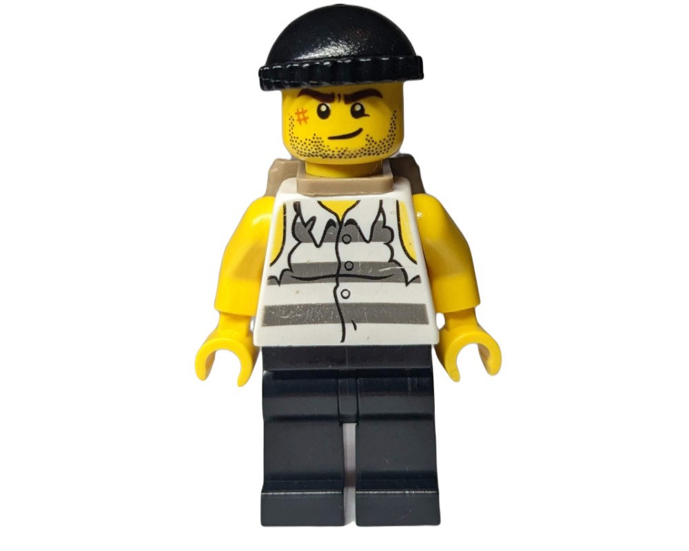 LEGO Set fig-008863 Criminal, Torn Prison Shirt, Black Legs, Black Hat ...