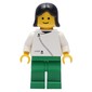 Woman, White Jacket with Zipper, Green Legs, Black Hair