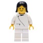 Woman, White Jacket with Zipper, White Legs, Black Hair