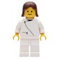 Woman, White Jacket with Zipper, White Legs, Brown Hair