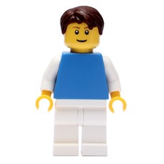 Man, Blue Torso, White Legs, Dark Brown Hair (fig-008881)