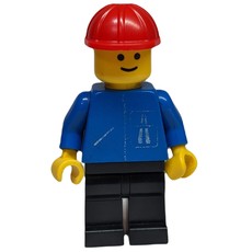 Man, Blue Jacket with Highway Logo, Black Legs, Red Hard Hat (fig-008885)