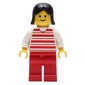 Woman, Red and White Striped Shirt, Red Legs, Black Hair