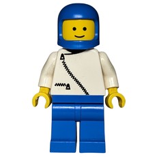 Man, White Jacket with Zipper, Blue Legs, Blue Helmet (fig-008891)