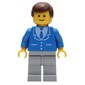 Man, Blue Jacket with Tie and Three Buttons, Light Gray Legs, Brown Hair