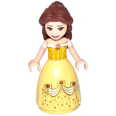 Belle, Bright Light Orange and Bright Light Yellow Full Dress with Roses, Closed Mouth (fig-008924)