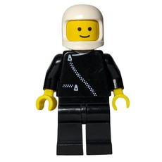 Man, Black Jacket with Zipper, White Helmet (fig-008984)